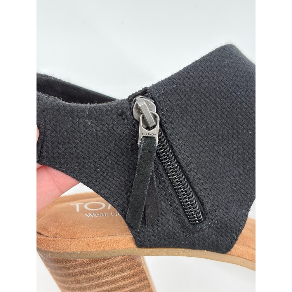 TOMS Majorca Sandal, Black Slingback Side Zip Closed Toe Block Heel, Sz 10 - Picture 6 of 9